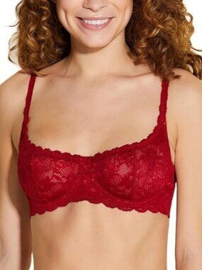 Cosabella Never Say Never Balconette Bra Womens Size 34G Sindoor Red Lace NEW